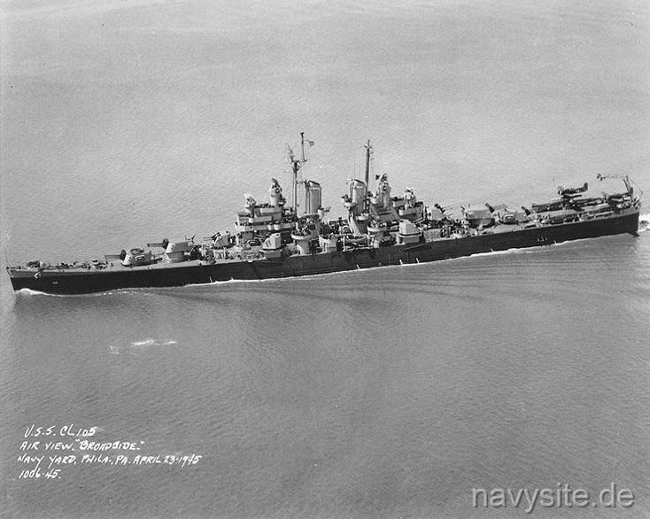 Photo# NH 98821 USS Dayton off the Philadelphia Navy Yard, 23 April 1945